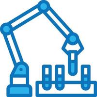 laboratory test robot arm ai - blue icon vector