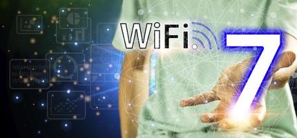concept technology wifi 7 connect to the internet world with new technology photo
