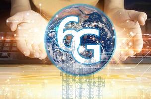 6G network concept, high speed mobile internet New age network, business concept, modern technology internet and network photo