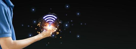 Concept of Wi-Fi 7 or Wi-Fi 7 development, high-speed connection photo