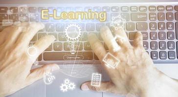 e-learning, educación en tecnología de Internet, seminarios web, conceptos de cursos. foto