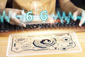 6G network concept, high speed mobile internet New age network, business concept, modern technology internet and network photo