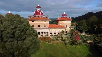 Aerial drone view of Park and Palace of Monserrate in Sintra, Portugal. Unesco. Historic visits. Holidays and vacation tourism. Exotic traveling. Best destinations in the world. Most visited places. video