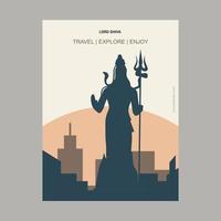 Lord Shiva India Vintage Style Landmark Poster Template vector