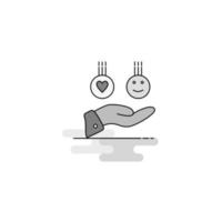 Emoji in hands Web Icon Flat Line Filled Gray Icon Vector