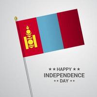 diseño tipográfico del día de la independencia de mongolia con vector de bandera