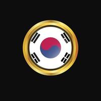 Korea South flag Golden button vector