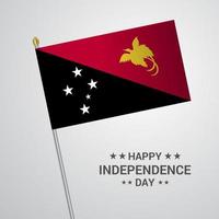 diseño tipográfico del día de la independencia de papua nueva guinea con vector de bandera