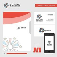 Fireworks Business Logo File Cover Visiting Card and Mobile App Design Vector Illustration