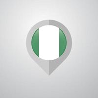 puntero de navegación de mapa con vector de diseño de bandera de nigeria