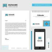 Locker Business Letterhead Calendar 2019 and Mobile app design vector template