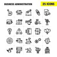 Business Administration Line Icons Set For Infographics Mobile UXUI Kit And Print Design Include Monitor Computer Screen Search Avatar Gear Website Engine Eps 10 Vector