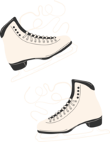 Ice skates for figure skating in winter. Outdoor skating rink. Winter sports.  illustration png