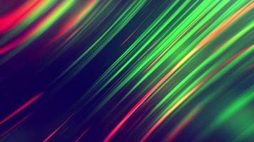 Abstract animation motion design with beautiful diagonal geometric red-green flying luminous stripes lines of meteorites on a black background in high resolution 4k video