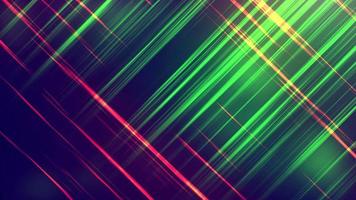 Abstract animation motion design with beautiful diagonal geometric red-green flying luminous stripes with sticks lines of meteorites on a black background in high resolution 4k video