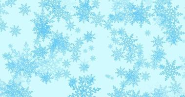 fundo abstrato dos flocos de neve do feriado do ano novo do natal do inverno frio azul. screensaver bela animação de vídeo em alta resolução 4k video