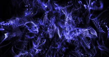 Abstrakter Hintergrund aus blauen, sich bewegenden, fliegenden kleinen Partikeln oder Rauchwellen mit einem Glüh- und Unschärfeeffekt. Bildschirmschoner schöne Videoanimation in hoher Auflösung 4k video