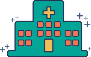 Krankenhaus-Symbol Illustration Glyphen-Stil-Design mit Farbe und Pluszeichen. png