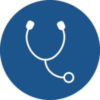 Stethoscope icons design in blue circle. png