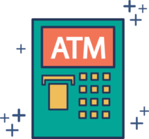 Automatic Teller Machine ATM icon illustration glyph style design with color and plus sign. png