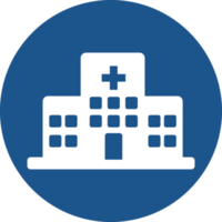 diseño de iconos de hospital en círculo azul. png