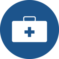 First aid kit icons design in blue circle. png