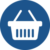 diseño de iconos de cesta de la compra en círculo azul. png