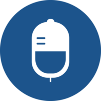 Blood bag icons design in blue circle. png