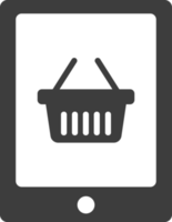 compras en línea en el icono de sombra negra móvil, conjunto de iconos de tienda. png