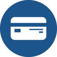 Credit card icons design in blue circle. png