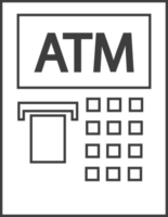 icône de ligne mince d'atm de distributeur automatique de billets, jeu d'icônes de magasin. png