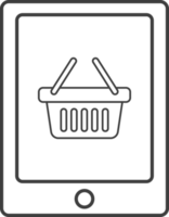 shopping en ligne sur l'icône de fine ligne mobile, jeu d'icônes de boutique. png