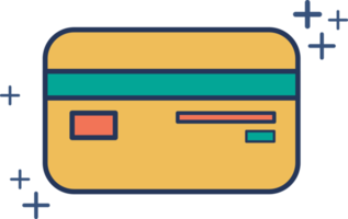 Credit card icon illustration glyph style design with color and plus sign. png