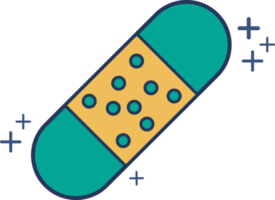 Medicinal plaster icon illustration glyph style design with color and plus sign. png