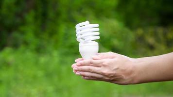 light bulb on green background , Ecological technology , Save earth concept photo