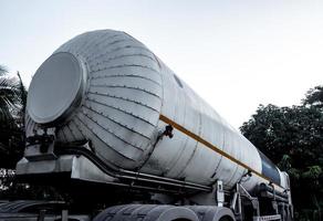 The chemical tanker on the transportation truck photo