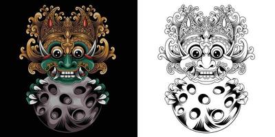 Vector illustration of barong bali mask