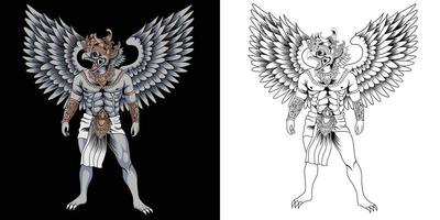 Garuda balinese art style illustration vector