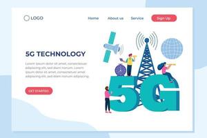 Vector illustration of landing page of 5g advance technology for developing and managing internet networks. Design for website, web, banner, mobile apps, poster, brochure, template, ads, homepage