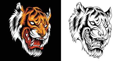 cabeza de tigre en estilo detallado vector