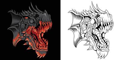 dragon head illustration in neon color style vector