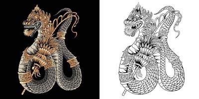 Balinese Dragon with ornament illustration vector