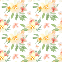 Watercolor peach flowers seamless pattern png