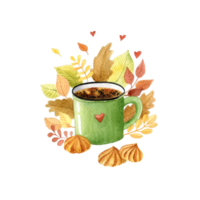 Watercolor mug with cookies and spicy png