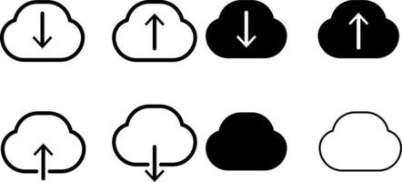 Iconos de archivos de descarga en la nube conjunto de vectores de símbolos signo vectorial aislado en la ilustración vectorial de fondo blanco