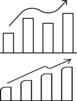 Growing bar graph icon in black on a white background. Vector illustration