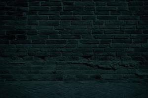 Dark Brick Wall Background with Brick Pavement. photo