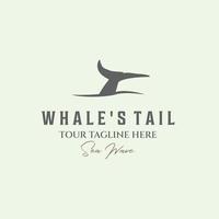 sea wave whales tail logo vector
