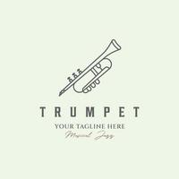 trumpet line art logo design minimalist icon illustration vector