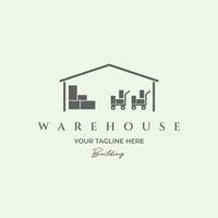 warehouse logo icon vintage minimalist design vector